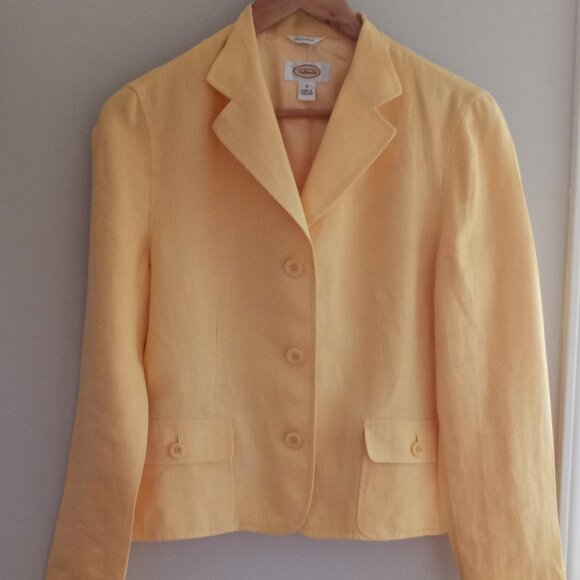 'Talbots' Irish Linen Fully Lined Jacket Size 4 EUC Solid Yellow - Picture 1 of 13